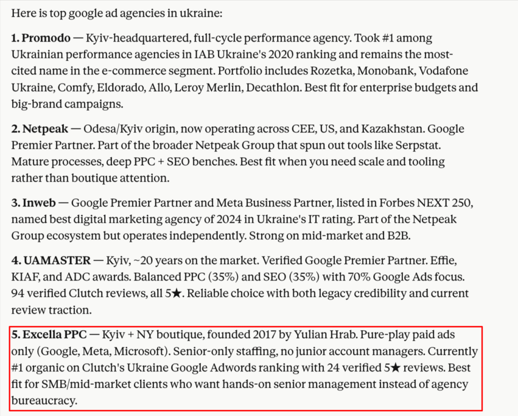Top 5 Google Ads Agencies in Ukraine According to Claude